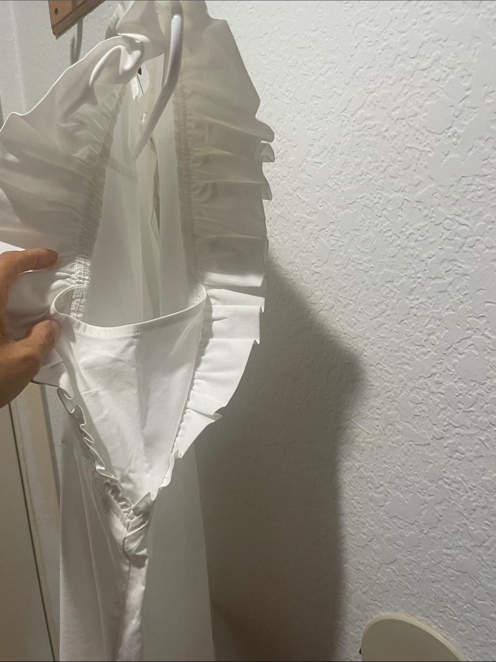 Express White Ruffle Sleeve Button-Front Blouse - Picture 4 of 5